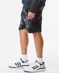 Independent Trading Co. PRM50STTD Unisex Tie-Dyed Fleece Shorts - Tie Dye Black - model side