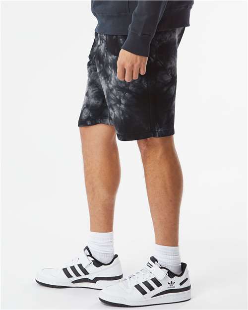 Independent Trading Co. PRM50STTD Unisex Tie-Dyed Fleece Shorts - Tie Dye Black - model side