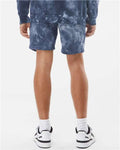 Independent Trading Co. PRM50STTD Unisex Tie-Dyed Fleece Shorts - Tie Dye Navy - model back