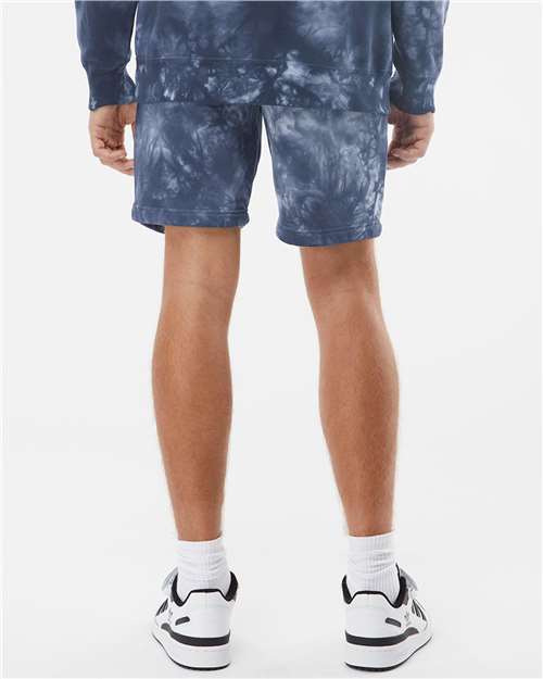 Independent Trading Co. PRM50STTD Unisex Tie-Dyed Fleece Shorts - Tie Dye Navy - model back