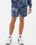 Independent Trading Co. PRM50STTD Unisex Tie-Dyed Fleece Shorts - Tie Dye Navy - model front
