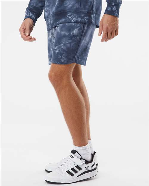 Independent Trading Co. PRM50STTD Unisex Tie-Dyed Fleece Shorts - Tie Dye Navy - model side