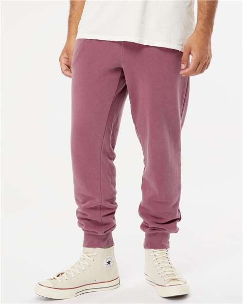 Independent Trading Co. PRM50PTPD Unisex Pigment-Dyed Fleece Sweatpants - Pigment Maroon - model front