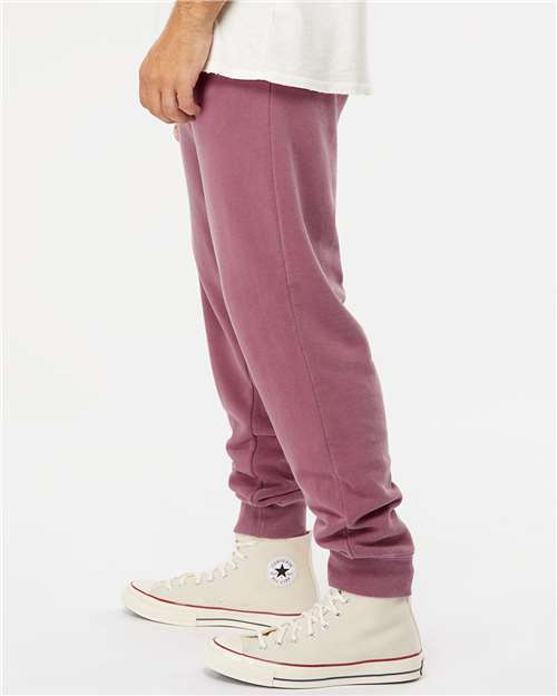 Independent Trading Co. PRM50PTPD Unisex Pigment-Dyed Fleece Sweatpants - Pigment Maroon - model side