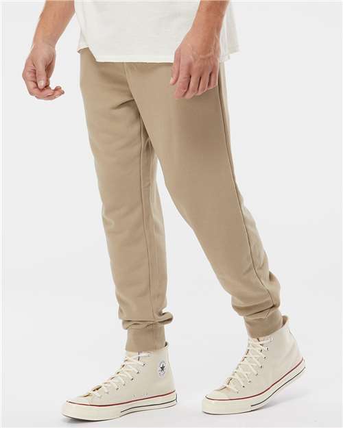 Independent Trading Co. PRM50PTPD Unisex Pigment-Dyed Fleece Sweatpants - Pigment Sandstone - model side