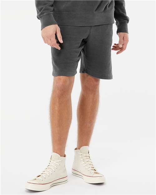Independent Trading Co. PRM50STPD Unisex Pigment-Dyed Fleece Shorts - Pigment Black - model front