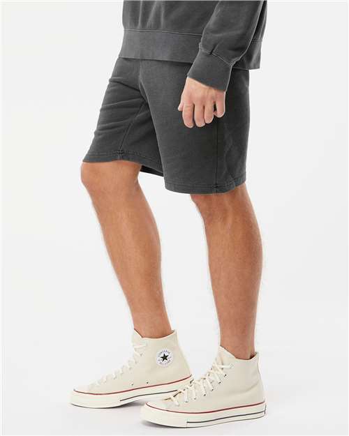 Independent Trading Co. PRM50STPD Unisex Pigment-Dyed Fleece Shorts - Pigment Black - model side