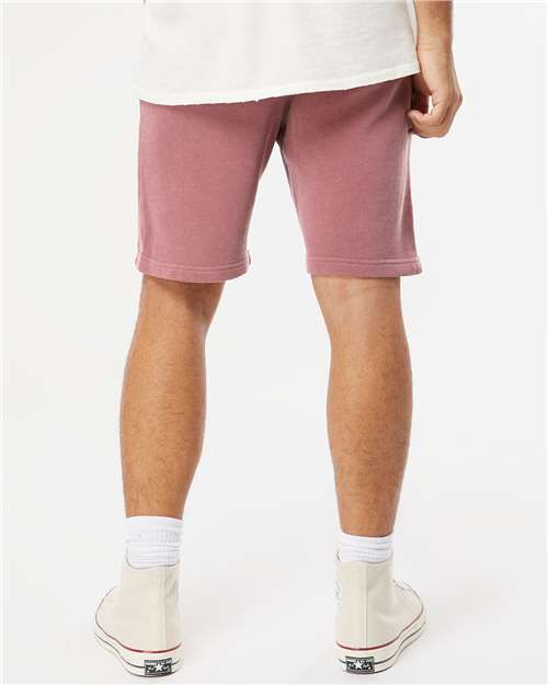 Independent Trading Co. PRM50STPD Unisex Pigment-Dyed Fleece Shorts - Pigment Maroon - model back