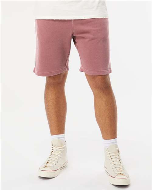 Independent Trading Co. PRM50STPD Unisex Pigment-Dyed Fleece Shorts - Pigment Maroon - model front