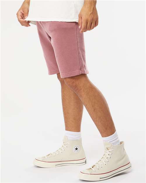 Independent Trading Co. PRM50STPD Unisex Pigment-Dyed Fleece Shorts - Pigment Maroon - model side