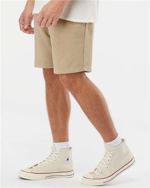 Independent Trading Co. PRM50STPD Unisex Pigment-Dyed Fleece Shorts - Pigment Sandstone - model side