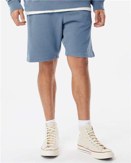 Independent Trading Co. PRM50STPD Unisex Pigment-Dyed Fleece Shorts - Pigment Slate Blue - model front