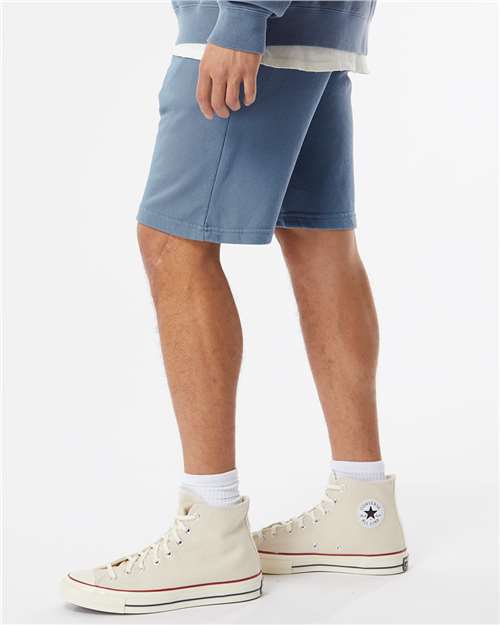 Independent Trading Co. PRM50STPD Unisex Pigment-Dyed Fleece Shorts - Pigment Slate Blue - model side
