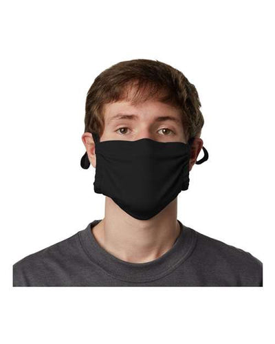 Hanes MKPKCR 2-Ply Cotton Pocket Face Mask - Black - front