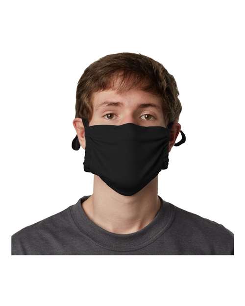 Hanes MKPKCR 2-Ply Cotton Pocket Face Mask - Black - front