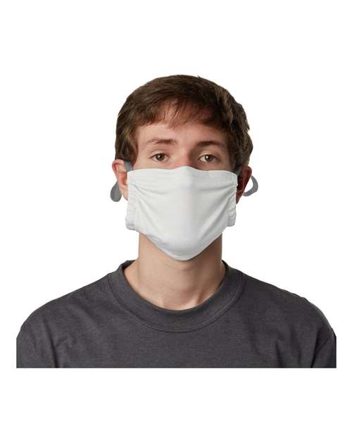 Hanes MKPKPR 2-Ply Polyester Pocket Face Mask - White - front