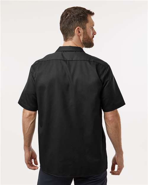 Dickies 2574 Men's Short Sleeve Work Shirt - Black - model back