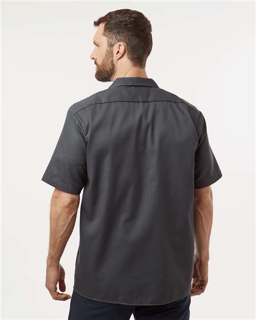 Dickies 2574 Men's Short Sleeve Work Shirt - Charcoal - model back