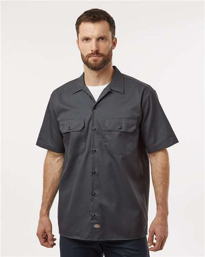 Dickies 2574 Men's Short Sleeve Work Shirt - Charcoal - model front
