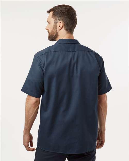 Dickies 2574 Men's Short Sleeve Work Shirt - Dark Navy - model back
