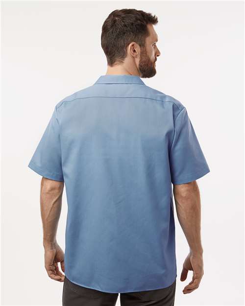 Dickies 2574 Men's Short Sleeve Work Shirt - Gulf Blue - model back