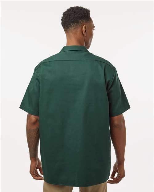 Dickies 2574 Men's Short Sleeve Work Shirt - Hunter Green - model back
