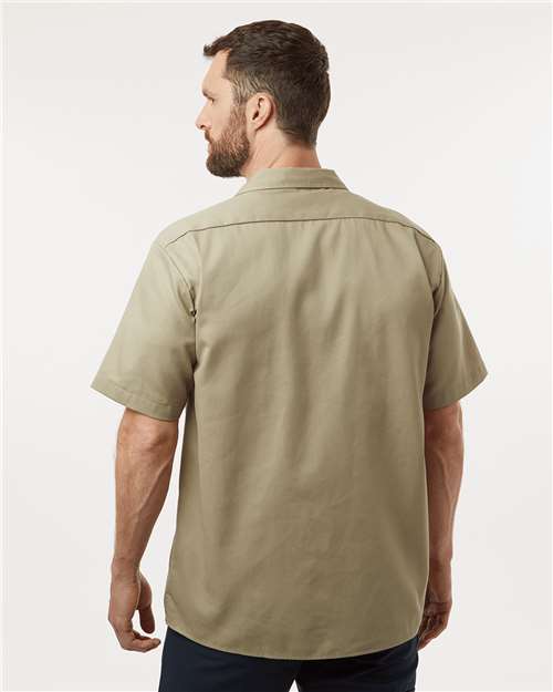 Dickies 2574 Men's Short Sleeve Work Shirt - Khaki - model back