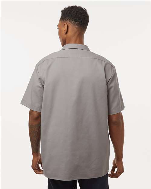 Dickies 2574 Men's Short Sleeve Work Shirt - Silver Grey - model back