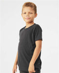 BELLA + CANVAS 3413Y Youth Triblend Tee - Solid Dark Grey Triblend - model side
