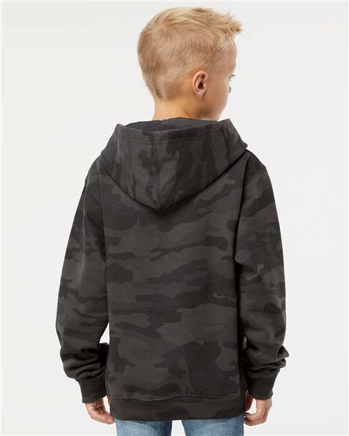 Independent Trading Co. SS4001Y Youth Midweight Hooded Sweatshirt - Black Camo - model back