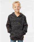 Independent Trading Co. SS4001Y Youth Midweight Hooded Sweatshirt - Black Camo - model front