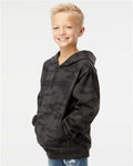 Independent Trading Co. SS4001Y Youth Midweight Hooded Sweatshirt - Black Camo - model side