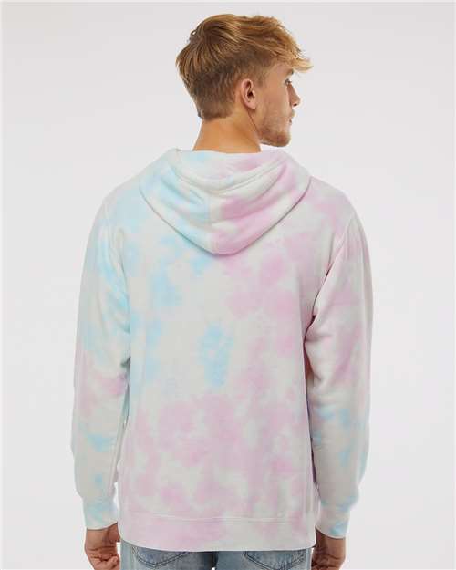 Independent Trading Co. PRM4500TD Unisex Midweight Tie-Dyed Hooded Sweatshirt - Tie Dye Cotton Candy - model back