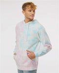Independent Trading Co. PRM4500TD Unisex Midweight Tie-Dyed Hooded Sweatshirt - Tie Dye Cotton Candy - model side