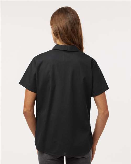 Dickies 5350 Women's Industrial Short Sleeve Work Shirt - Black - model back