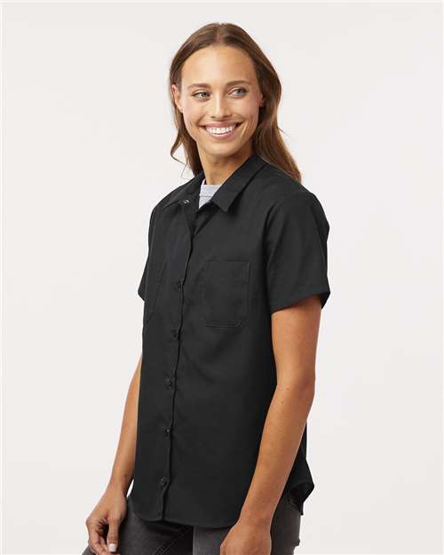 Dickies 5350 Women's Industrial Short Sleeve Work Shirt - Black - model side