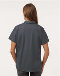 Dickies 5350 Women's Industrial Short Sleeve Work Shirt - Dark Charcoal - model back