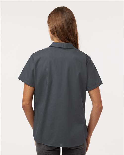 Dickies 5350 Women's Industrial Short Sleeve Work Shirt - Dark Charcoal - model back