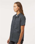 Dickies 5350 Women's Industrial Short Sleeve Work Shirt - Dark Charcoal - model side