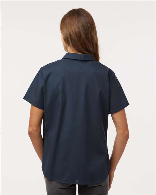 Dickies 5350 Women's Industrial Short Sleeve Work Shirt - Dark Navy - model back