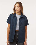 Dickies 5350 Women's Industrial Short Sleeve Work Shirt - Dark Navy - model front