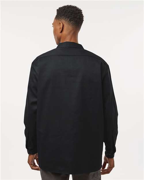 Dickies 5574 Men's Long Sleeve Work Shirt - Black - model back