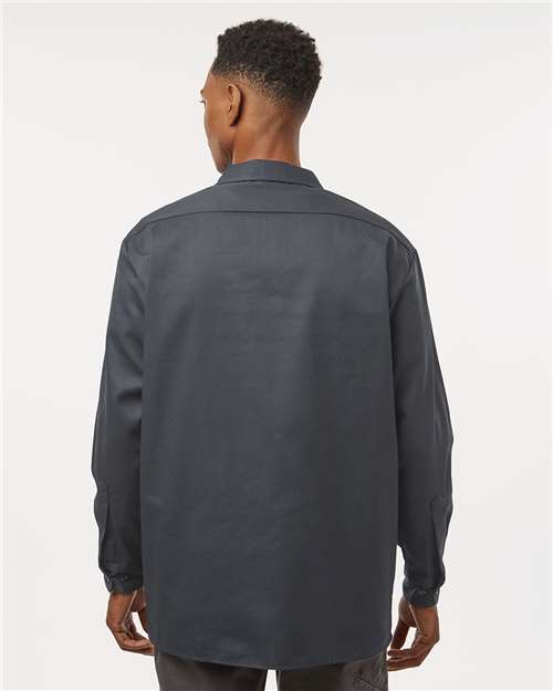 Dickies 5574 Men's Long Sleeve Work Shirt - Charcoal - model back