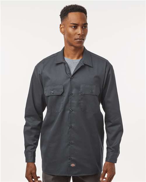 Dickies 5574 Men's Long Sleeve Work Shirt - Charcoal - model front