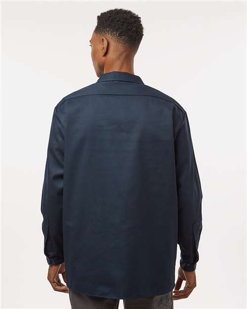 Dickies 5574 Men's Long Sleeve Work Shirt - Dark Navy - model back