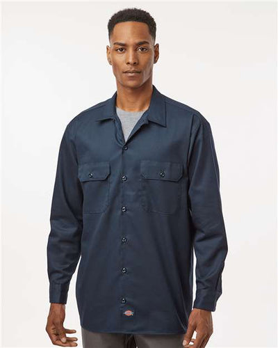 Dickies 5574 Men's Long Sleeve Work Shirt - Dark Navy - model front
