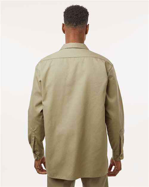 Dickies 5574 Men's Long Sleeve Work Shirt - Khaki - model back