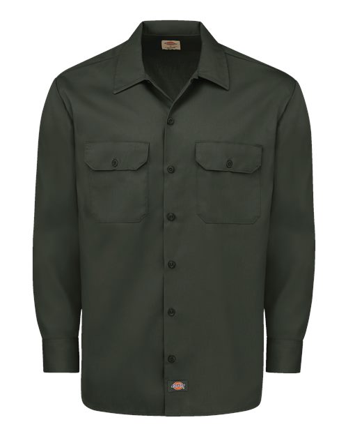 Dickies 5574 Men's Long Sleeve Work Shirt - Olive Green - front