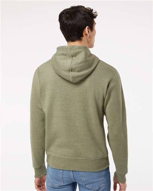 J America 8871 Triblend Fleece Hooded Sweatshirt - Olive Triblend - model back
