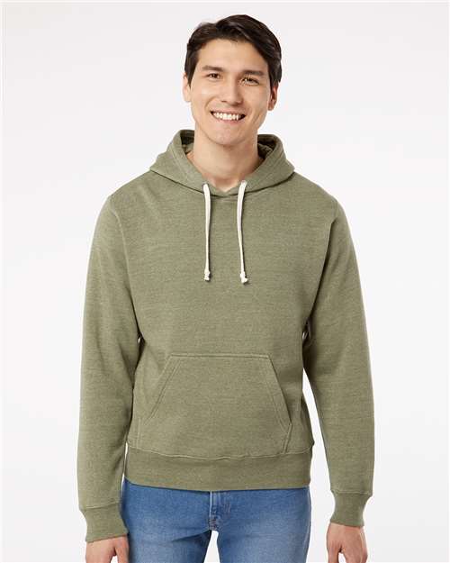 J America 8871 Triblend Fleece Hooded Sweatshirt - Olive Triblend - model front